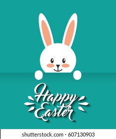 cute rabbit character easter season vector illustration design