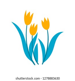 Cute rabbit character and elements for easter isolated on white. Vector set with happy hares, flowers and eggs in gray, blue and yellow colors used for kids magazine, book, stickers, greeting cards.