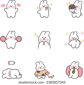 It's a cute rabbit character emoticon illustration.