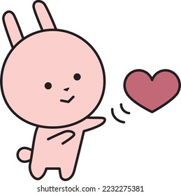 A cute rabbit character fly heart