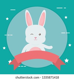 cute rabbit character icon