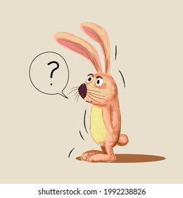 cute rabbit character icon symbol vector illustration.Engraving, line art,color,domestic animal.