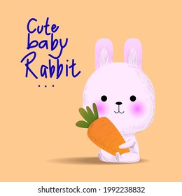 cute rabbit character icon symbol vector illustration.Engraving, line art,color,domestic animal.