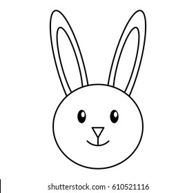 Rabbit Cute Animal Head Black White Stock Vector (Royalty Free) 1398622748