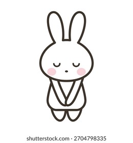 Ilustração de personagem de coelho bonito curvando