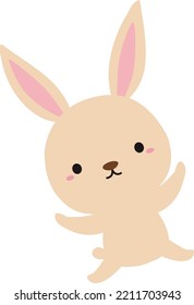  Cute Rabbit character illustration standing and waving pose