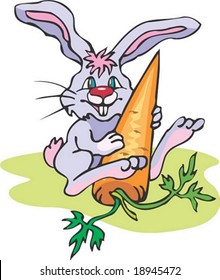 Carácter de conejo corto aislado en fondo blanco: ilustración vectorial