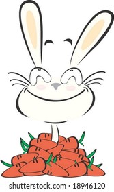Cute Rabbit Character isolated on white background : vector illustration