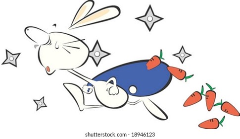 Carácter de conejo corto aislado en fondo blanco: ilustración vectorial