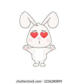 Cute rabbit character isolated on white. Easter bunny vector illustration.