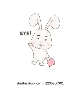 Cute rabbit character isolated on white. Easter bunny vector illustration.