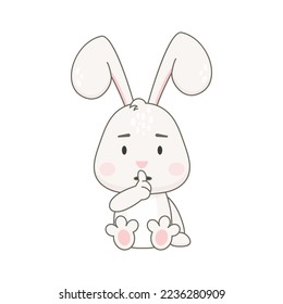 Cute rabbit character isolated on white. Easter bunny vector illustration.