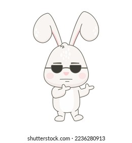 Cute rabbit character isolated on white. Easter bunny vector illustration.