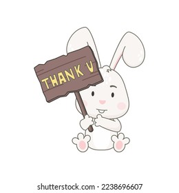 Cute rabbit character isolated on white. Bunny vector illustration.