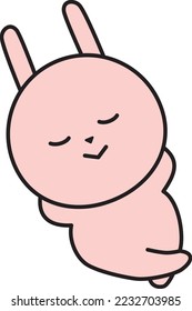 A cute rabbit character lies down
