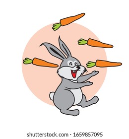 Diseño de mascota de personaje de conejo