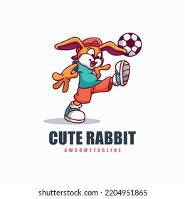 cute rabbit character mascot design template