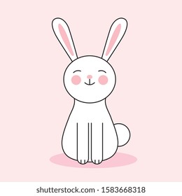 cute rabbit character over pink background. vector illustration