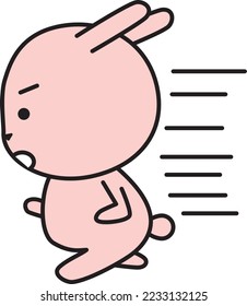 A cute rabbit character runs