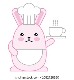 cute rabbit chef kawaii character