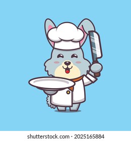 cute rabbit chef. cute vector design character. Vector isolated flat illustration for poster, brochure, web, mascot, sticker, logo and icon.