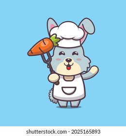 cute rabbit chef. cute vector design character. Vector isolated flat illustration for poster, brochure, web, mascot, sticker, logo and icon.