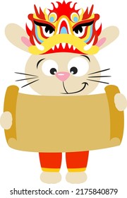 Cute rabbit of chinese new year with blank parchment paper
