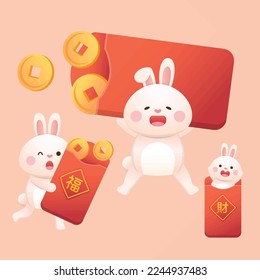 Cute rabbit Chinese New Year or Lantern Festival or Winter