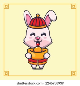 Cute rabbit in chinese new year cartoon vector illustration