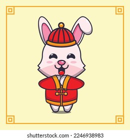 Cute rabbit in chinese new year cartoon vector illustration