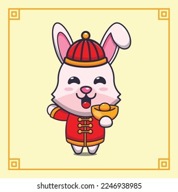 Cute rabbit in chinese new year cartoon vector illustration