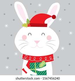 cute rabbit christmas greeting card