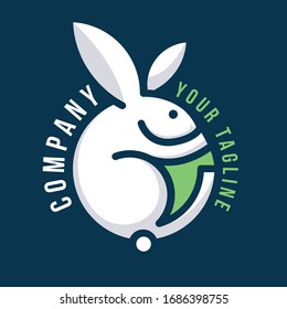 Cute Rabbit Circular Logo Template