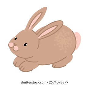 Bonito clipart de coelho. Ilustração vetorial contemporânea de coelho bonito animal isolado no branco.