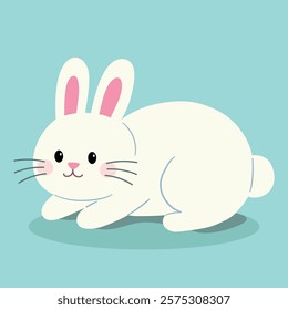 Cute Rabbit clipart vector illustration. Cute rabbit flat illustration. Rabbit in spring garden. Cute bunny easter. 