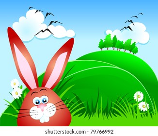 Cute rabbit, close up. Vector