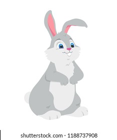 Cute rabbit - colorful cartoon character vector illustration