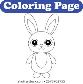 Página de livro de coloração de coelho bonito para crianças