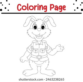 Lindo conejo para colorear página. libro para colorear para niños.