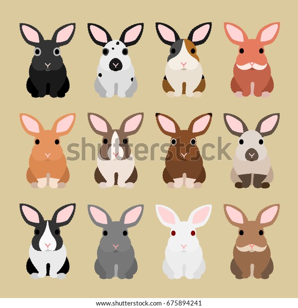 Cute Rabbit Coloring Variations Stock Vector (Royalty Free) 675894241 ...