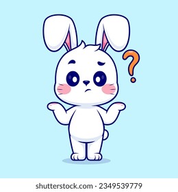 Cute Rabbit Confused Cartoon Vector Icon Illustration. Animal Nature Icon Concept Isolated Premium Vector. Flat Cartoon Style