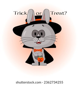 Cute rabbit in costume vampire  Kids halloween  Funny character for holiday  Simple vector illustration 
