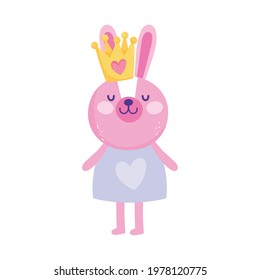 cute rabbit with crown cartoon
