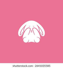 cute rabbit crying illustration logo