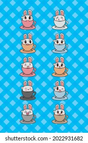 Cute rabbit in a cup with face emotion