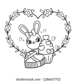 cute rabbit with cupcake valentines day card