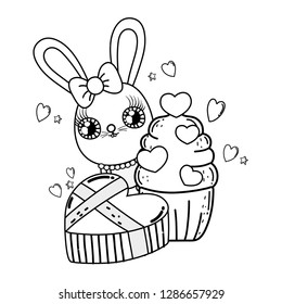 cute rabbit with cupcake valentines day card