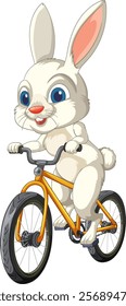 Cute rabbit cycling with joy and excitement