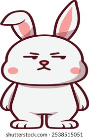 Cute Rabbit with Cynical Face Illustration