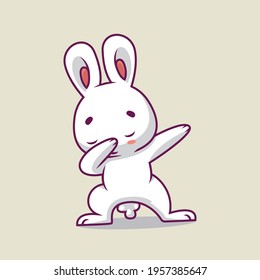 Cute rabbit dabbing cartoon illustration The Concept of Isolated Technology. Flat Cartoon Style Suitable for Landing Web Pages, Banners, Flyers, Stickers, Cards